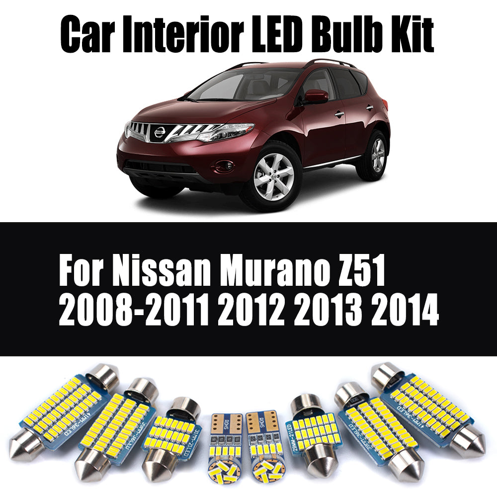 AutoGlowLED 14Pcs Canbus LED Interior Light Kit for Nissan Murano Z51 2008-2014