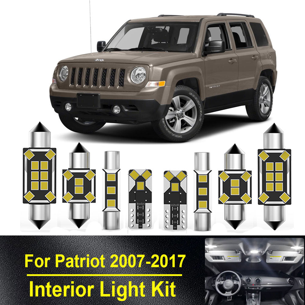 AutoGlowLED 8Pc LED Interior Light Kit for Jeep Patriot 2007-2017