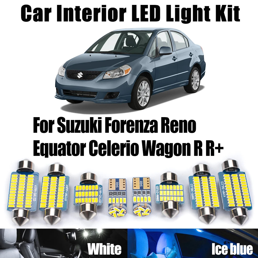 AutoGlowLED Canbus LED Interior Light Kit for Suzuki Forenza Reno Equator Celerio Wagon R R+