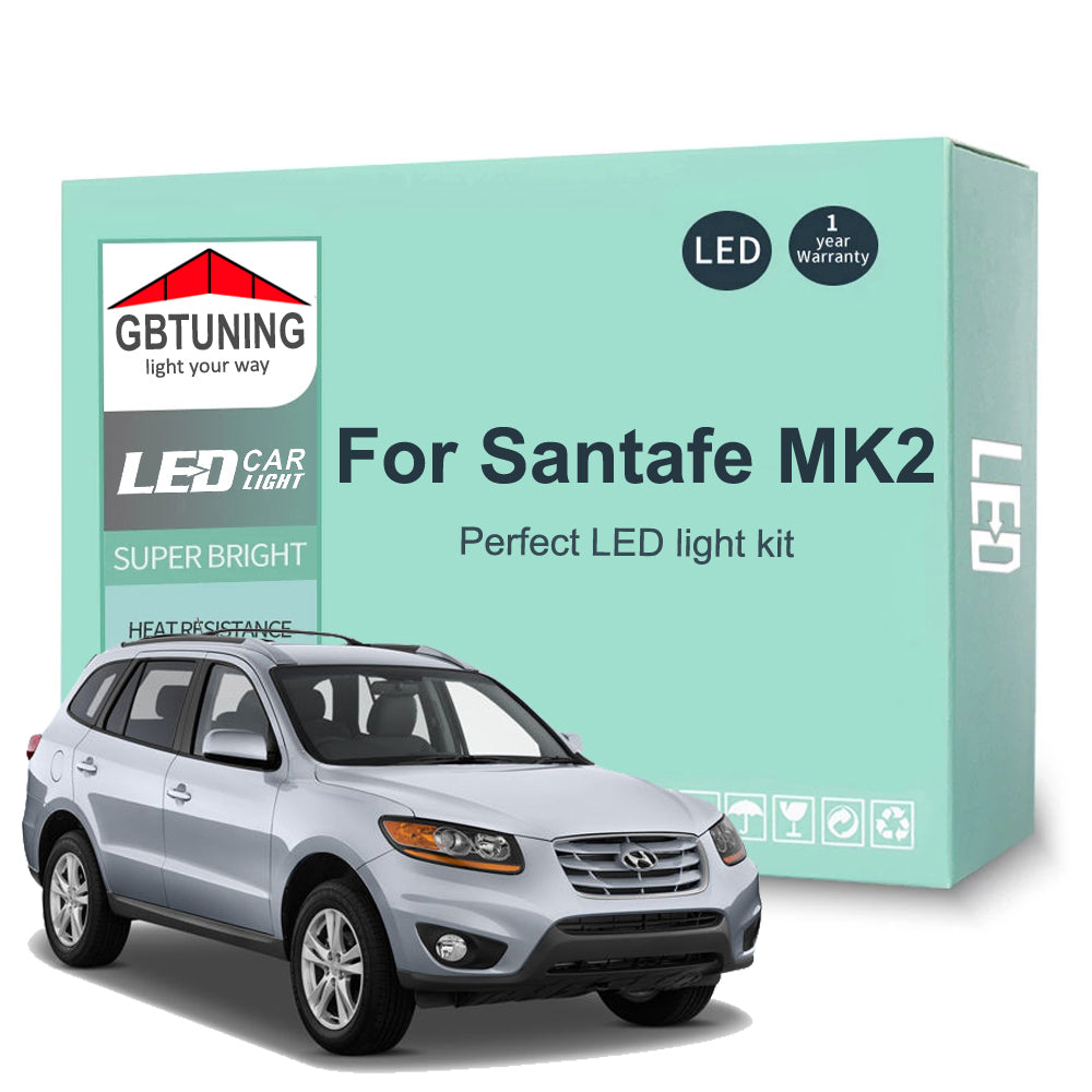 AutoGlowLED 12Pc Canbus LED Interior Light Kit for Hyundai Santa Fe MK2 CM 2007-2012