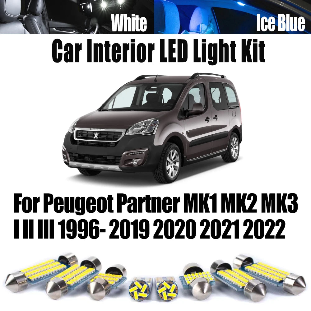 AutoGlowLED Interior LED Light Kit for Peugeot Partner MK1 MK2 MK3 1996-2022 Canbus Error Free