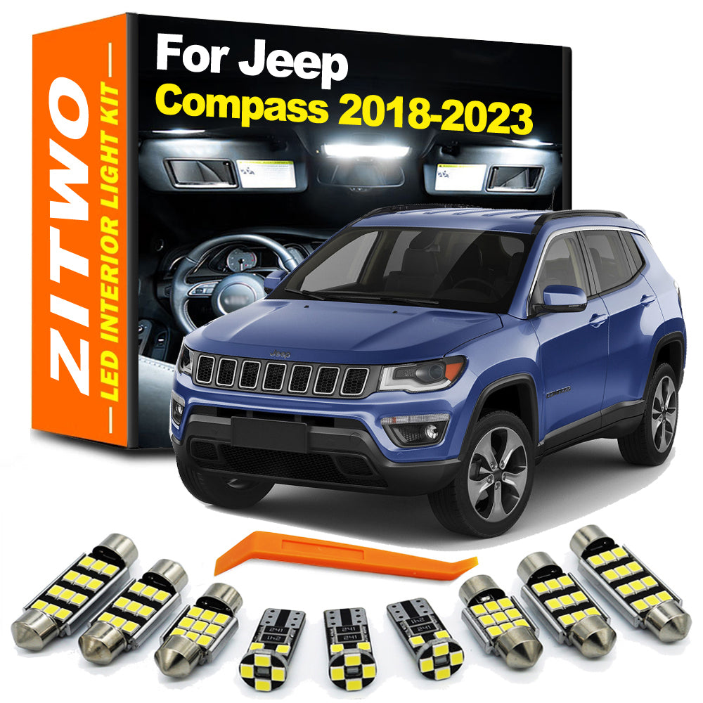 AutoGlowLED 14Pcs LED Interior Light Kit for Jeep Compass 2018-2023