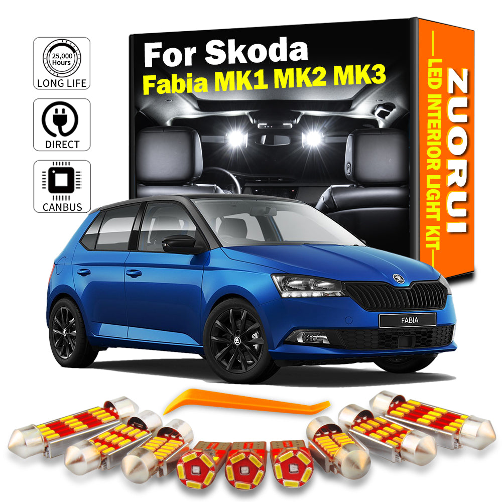AutoGlowLED Canbus LED Interior Light Kit for Skoda Fabia MK1 MK2 MK3