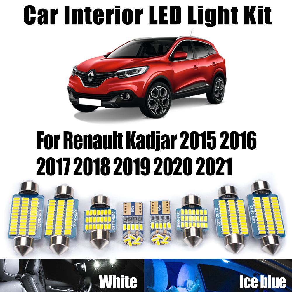 AutoGlowLED 14Pcs Canbus LED Interior Light Kit for Renault Kadjar 2015-2021