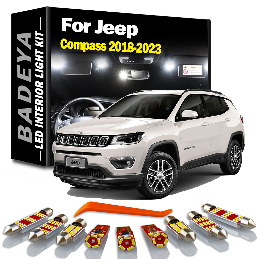 AutoGlowLED 14Pc Canbus LED Interior Light Kit for Jeep Compass 2018-2023