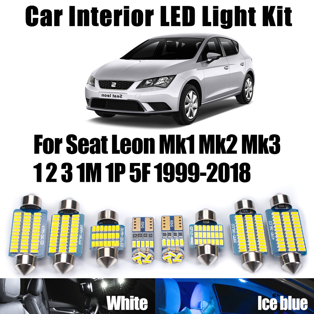AutoGlowLED Seat Leon MK1 MK2 MK3 Canbus LED Interior Light Kit 1999-2018