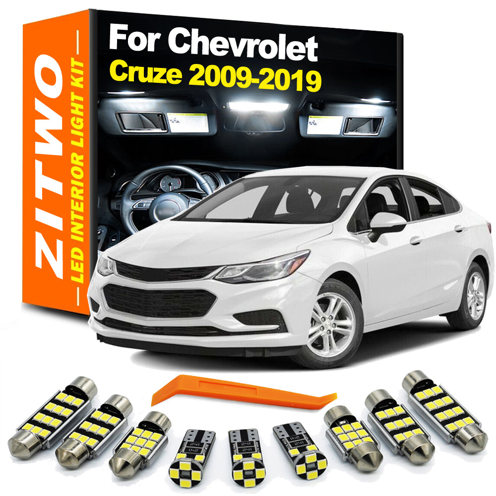 AutoGlowLED 9Pcs LED Interior Light Kit for Chevrolet Chevy Cruze 2009-2019