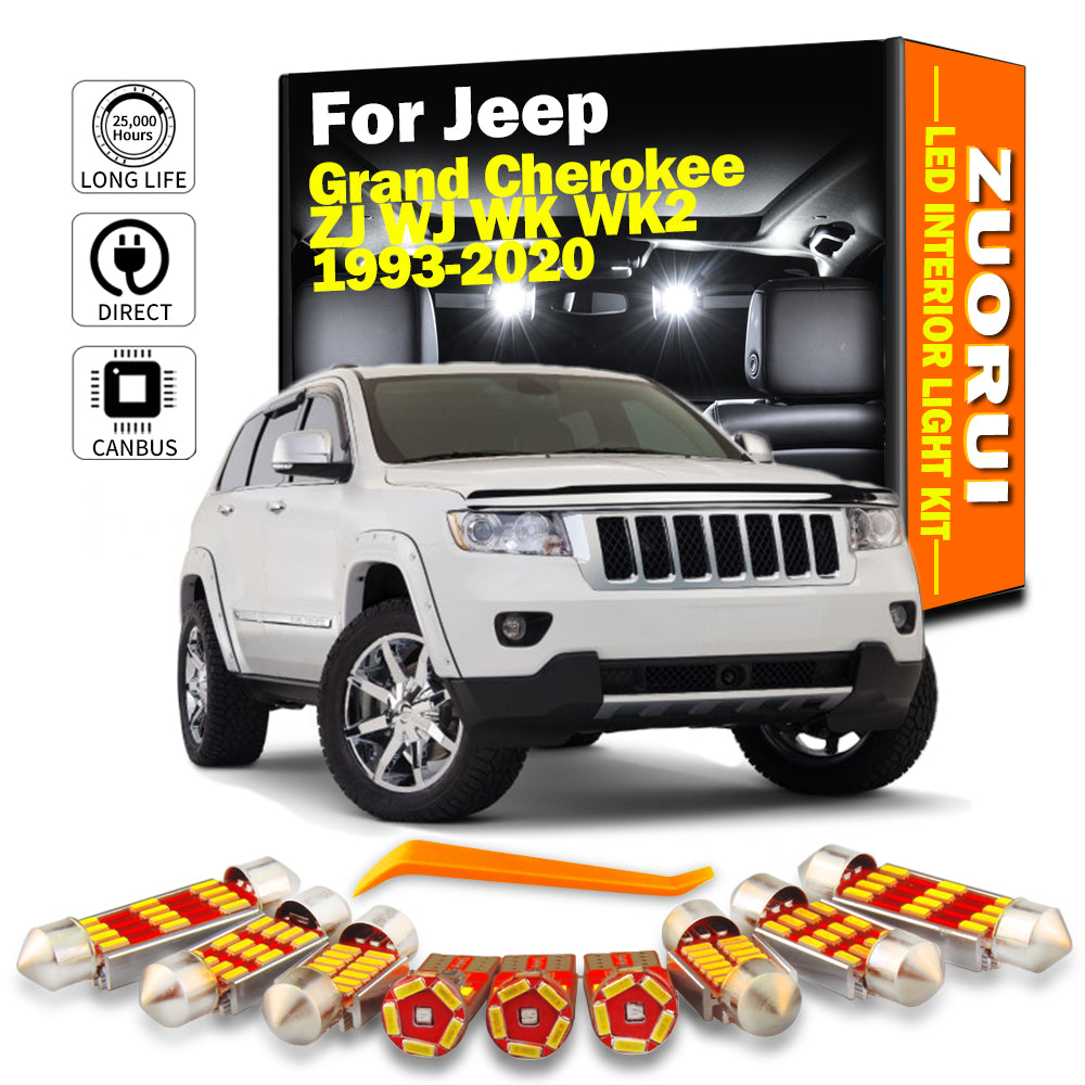 AutoGlowLED Canbus LED Interior Light Kit for Jeep Grand Cherokee ZJ WJ WK WK2 1993-2020 No Error