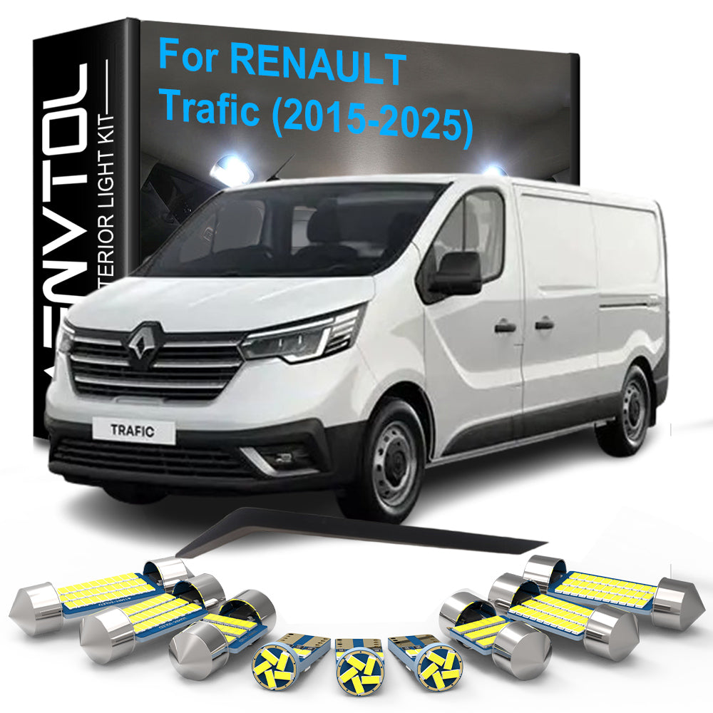 AutoGlowLED 12pc LED Interior Light Kit for Renault Trafic 2015-2025 Canbus