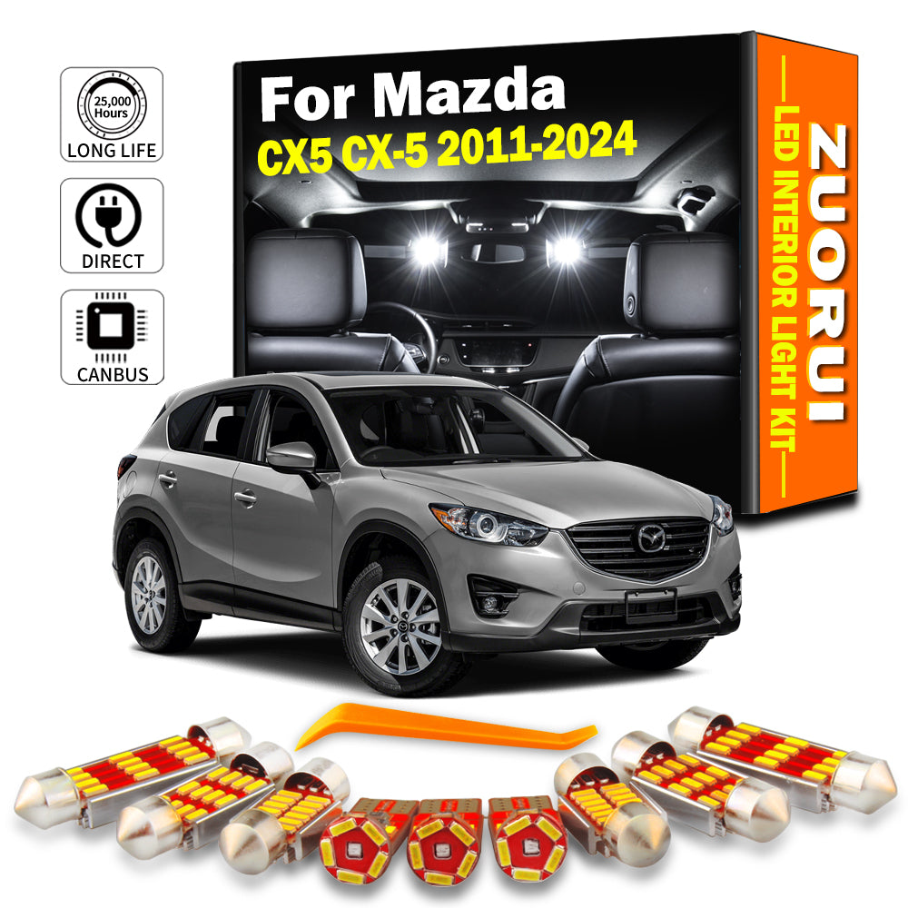 AutoGlowLED 11Pcs LED Interior Light Kit for Mazda CX-5 2011-2024 Dome Reading Bulb