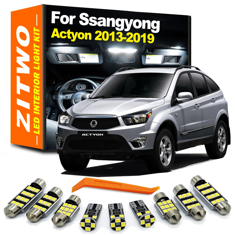 AutoGlowLED 9Pcs Canbus LED Interior Light Kit for Ssangyong Actyon 2013-2019