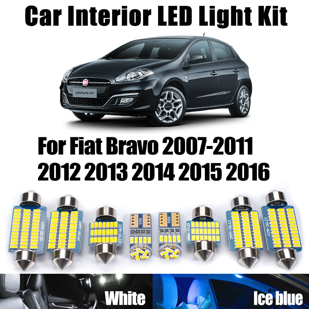 AutoGlowLED 10Pc Canbus LED Interior Light Kit for Fiat Bravo 2007-2016