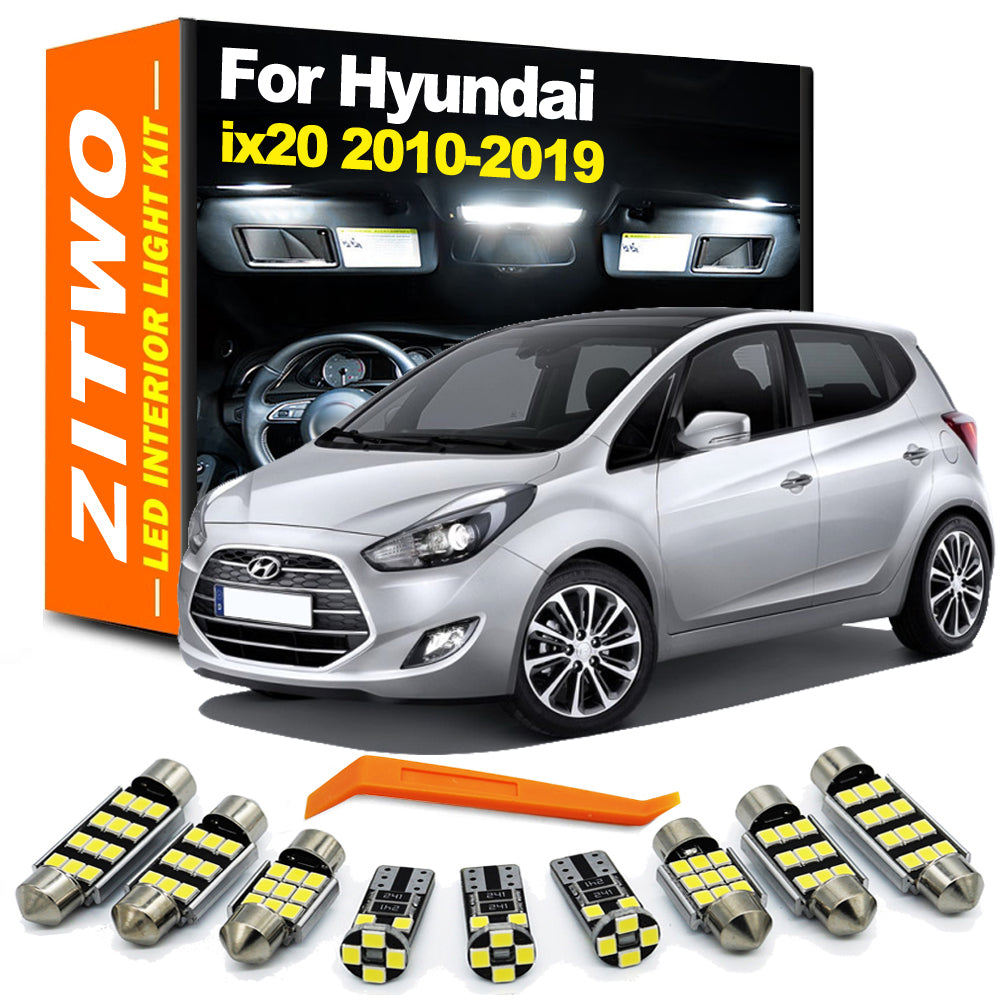 AutoGlowLED 11Pcs LED Interior Dome Reading Trunk Light Kit for Hyundai ix20 2010-2019