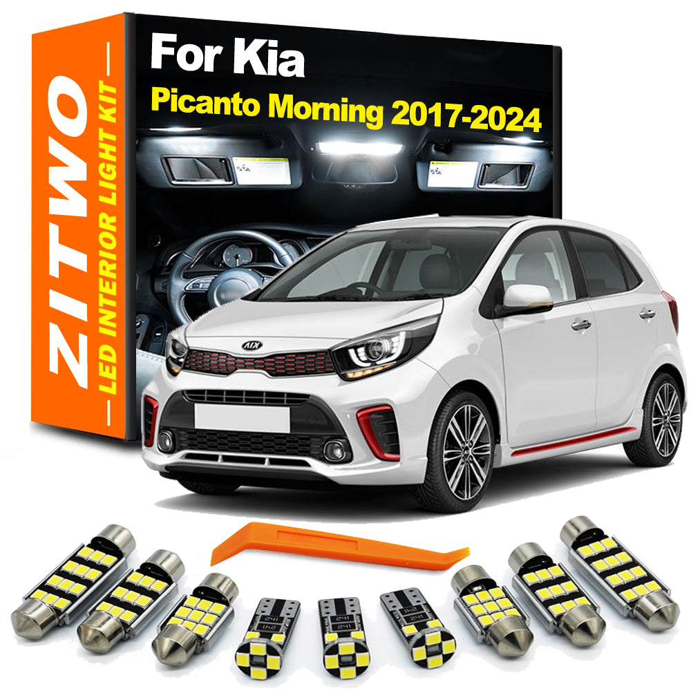 AutoGlowLED 8Pcs LED Interior Light Kit for Kia Picanto Morning 2017-2024