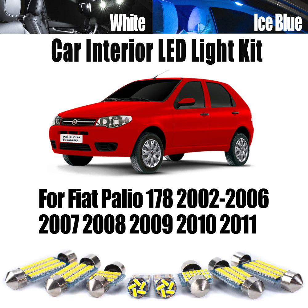 AutoGlowLED 7Pc Canbus LED Interior Light Kit for Fiat Palio 178 2002-2011