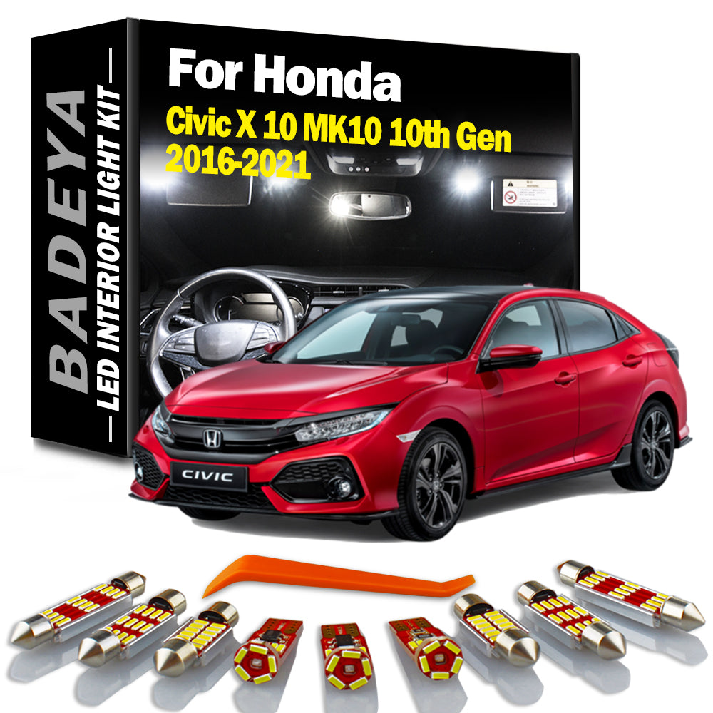 AutoGlowLED Canbus LED Interior Light Kit for Honda Civic 10th Gen 2016-2021