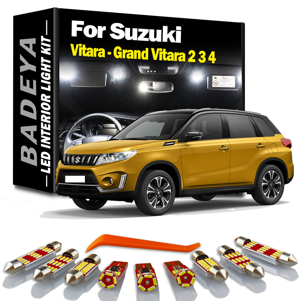 AutoGlowLED Interior LED Light Kit for Suzuki Vitara Grand Vitara MK2 MK3 MK4 Canbus Dome Map Trunk Bulbs