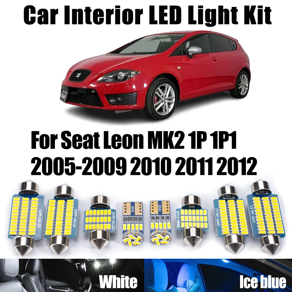 AutoGlowLED 14Pc Canbus LED Interior Light Kit for Seat Leon MK2 1P 1P1 2005-2012