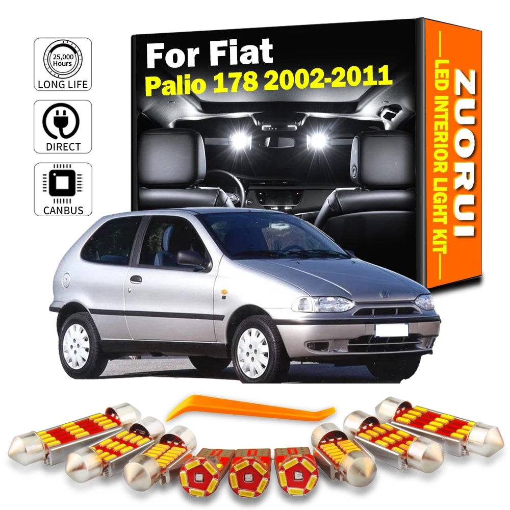 AutoGlowLED 7Pc Canbus LED Interior Light Kit for Fiat Palio 178 2002-2011