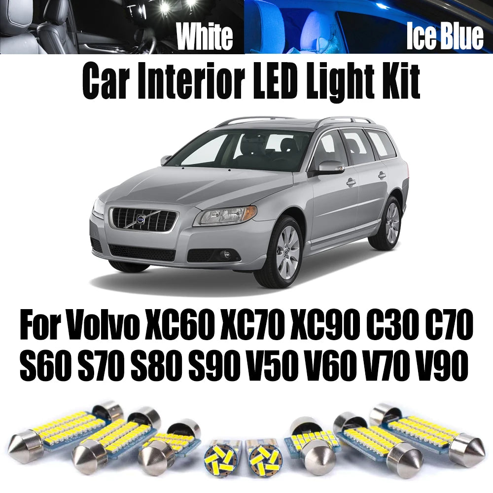 AutoGlowLED Canbus LED Interior Light Kit for Volvo XC60 XC70 XC90 C30 C70 S60 S70 S80 S90 V50 V60 V70 V90
