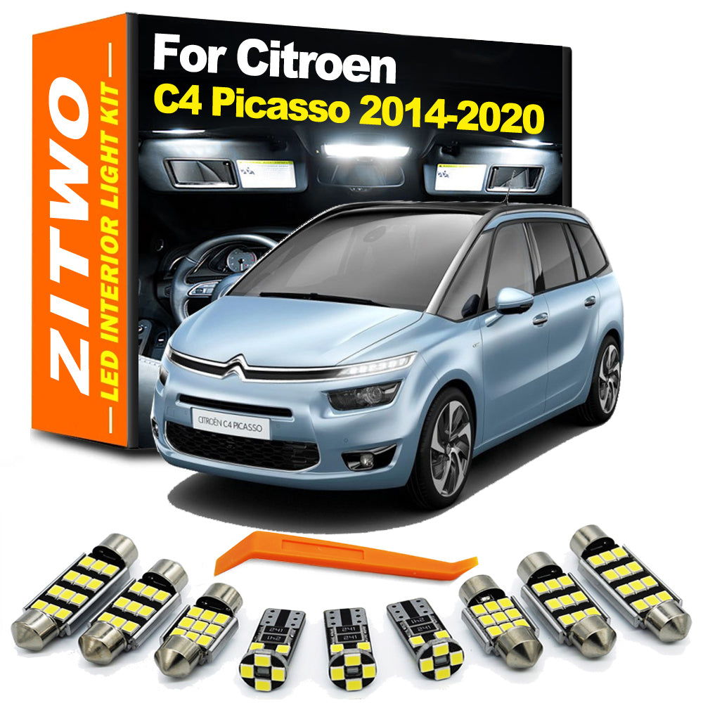 AutoGlowLED 14Pcs LED Interior Light Kit for Citroen C4 Picasso 2014-2020