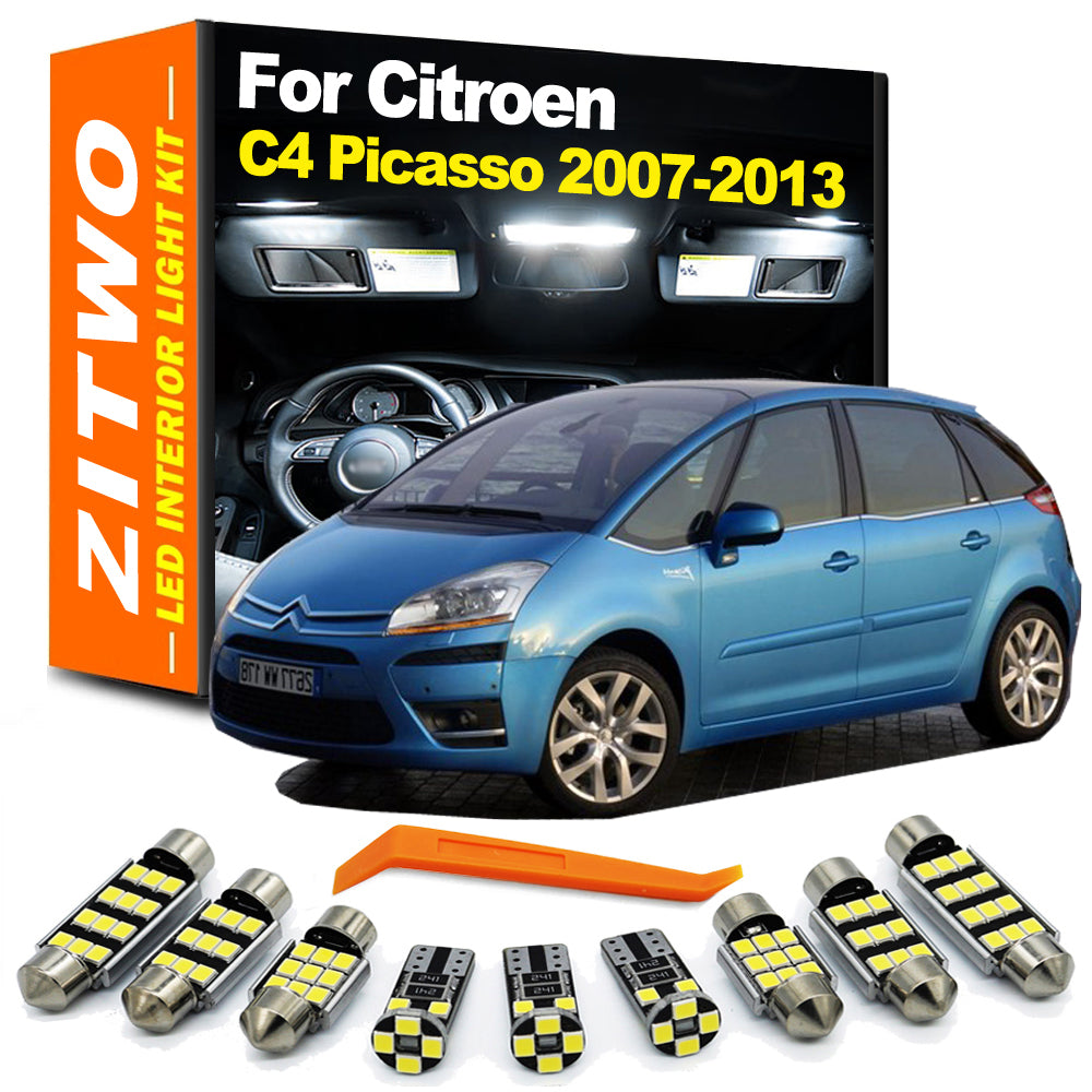 AutoGlowLED 14Pcs LED Interior Light Kit for Citroen C4 Picasso 2007-2013
