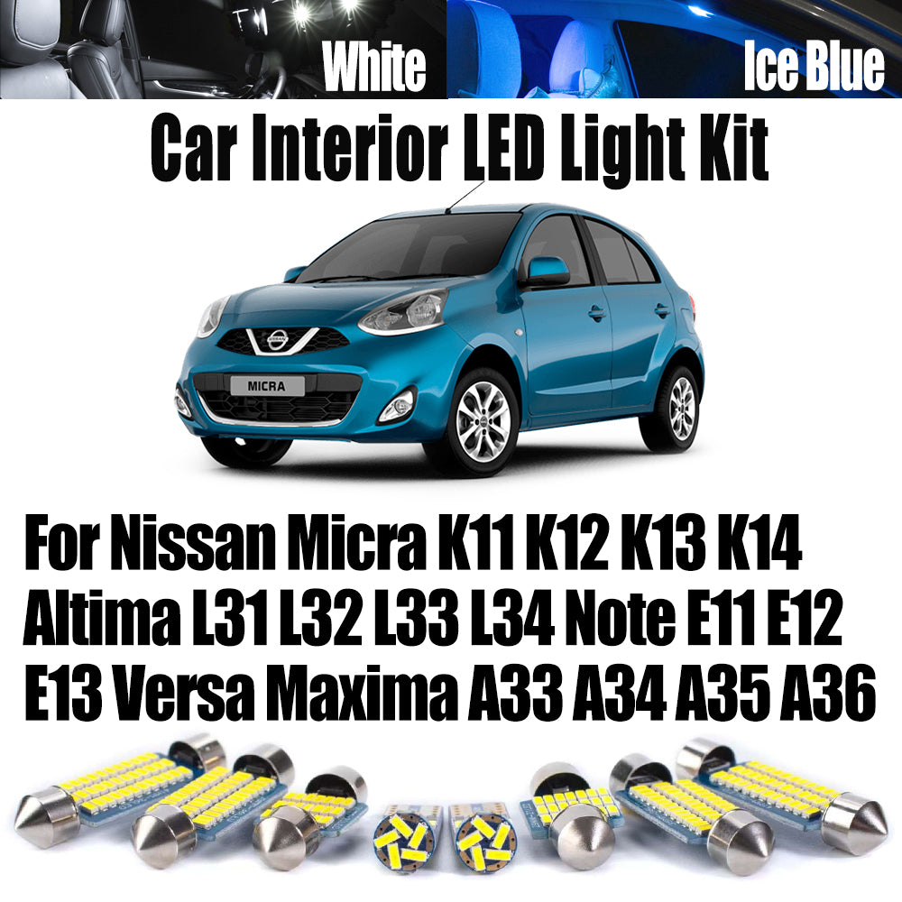 AutoGlowLED LED Interior Light Kit for Nissan Micra, Altima, Note, Versa