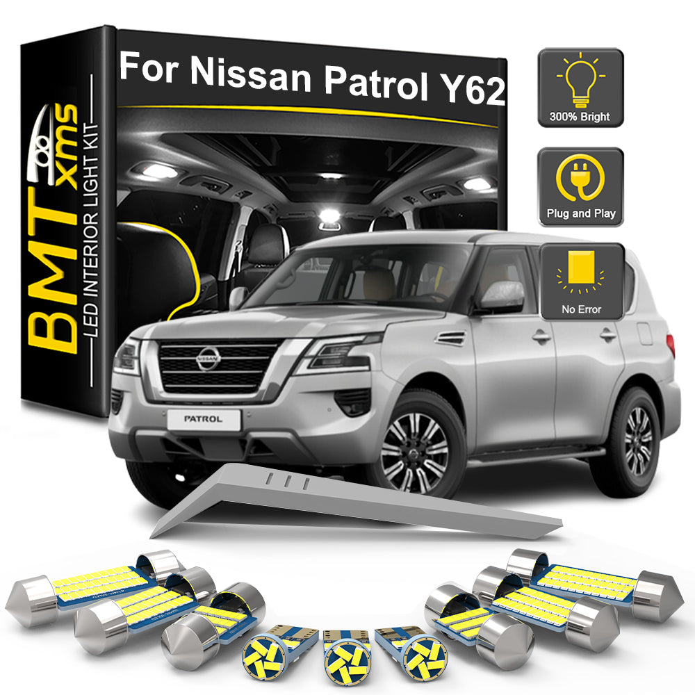 AutoGlowLED 15Pc Canbus LED Interior Light Kit for Nissan Patrol Y62 2012-2023