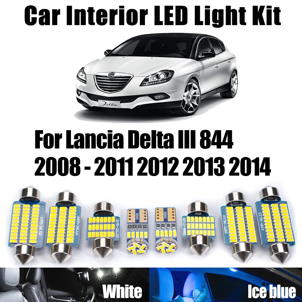 AutoGlowLED 11Pcs LED Interior Light Kit for Lancia Delta III 844 2008-2014