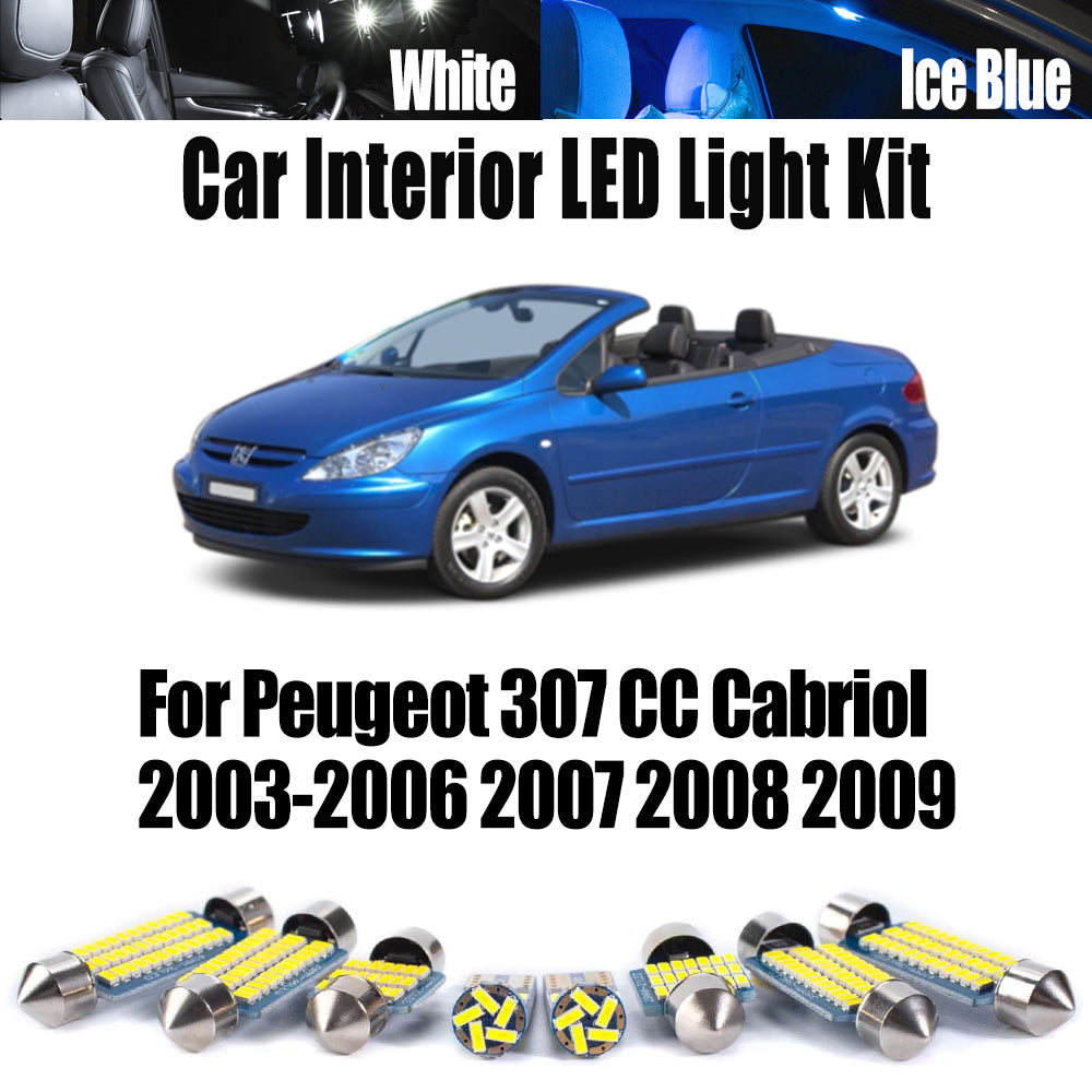 AutoGlowLED 14Pcs Canbus LED Interior Light Kit for Peugeot 307 CC 2003-2009