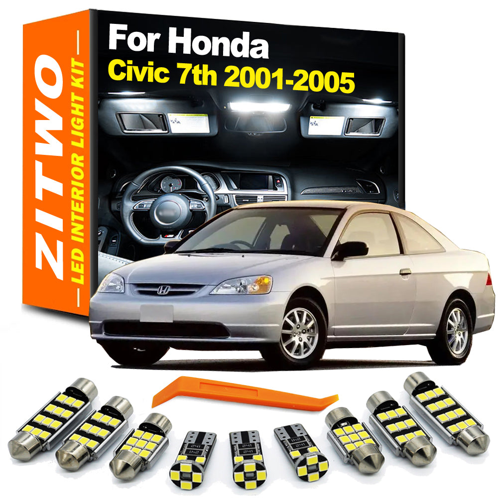 AutoGlowLED 11PC LED Interior Light Kit for Honda Civic 7 MK7 2001-2005