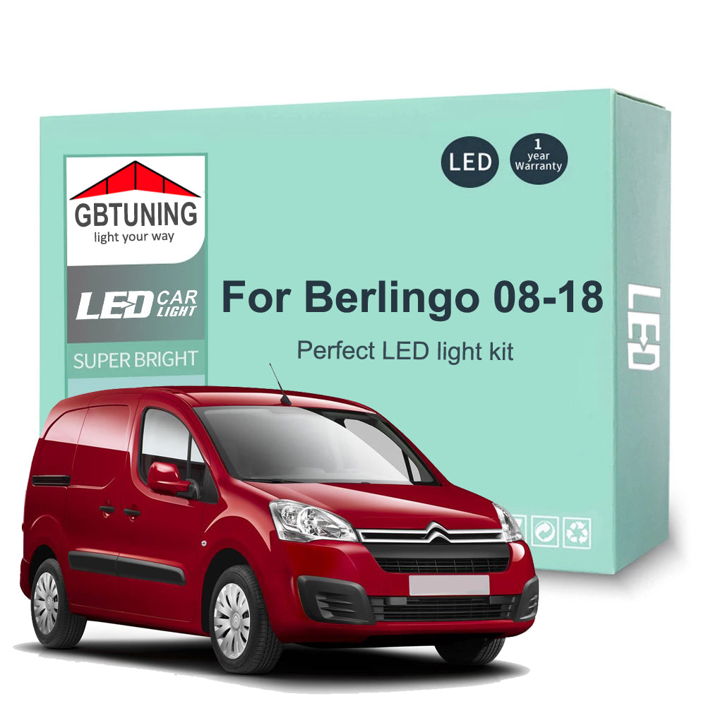 AutoGlowLED 11Pc LED Interior Light Kit for Citroen Berlingo B9 MK2 II 2008-2018