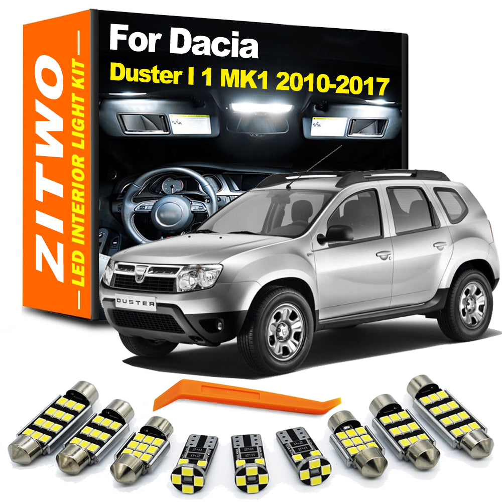 AutoGlowLED 12Pcs Canbus LED Interior Light Kit for Dacia Duster I 2010-2017