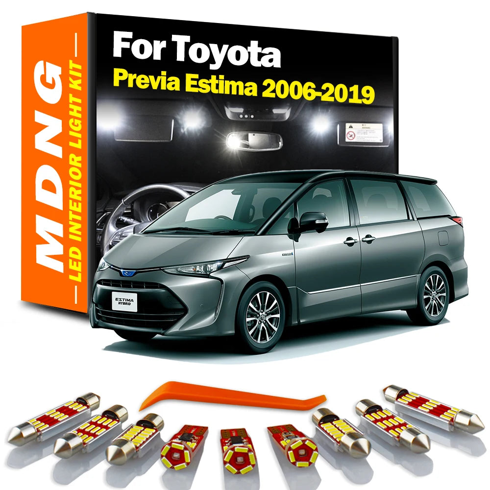 AutoGlowLED 15Pcs LED Interior Light Kit for Toyota Previa Estima 2006-2019