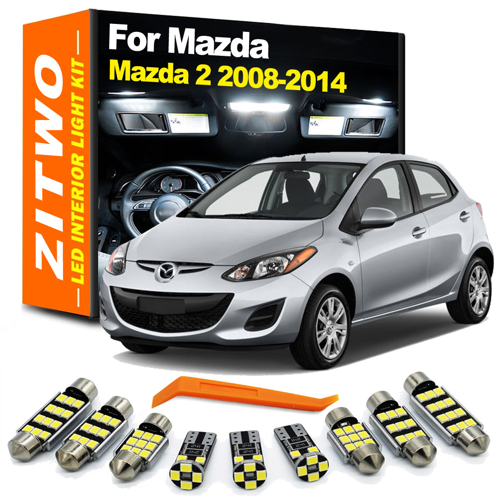 AutoGlowLED 9Pcs Canbus LED Interior Light Kit for Mazda 2 2008-2014