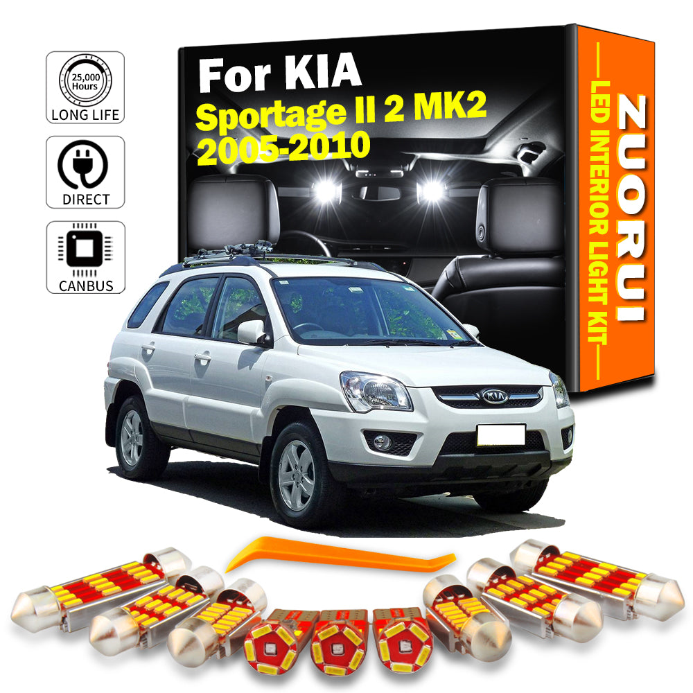 AutoGlowLED 12Pcs LED Interior Light Kit for KIA Sportage II MK2