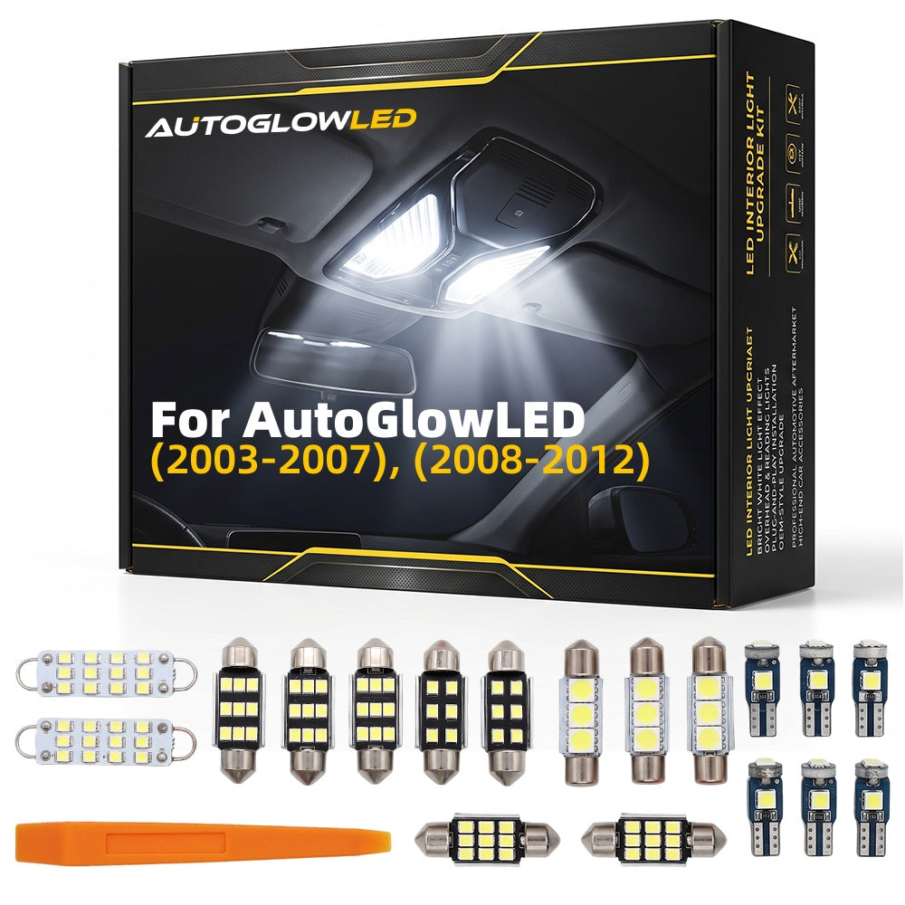 AutoGlowLED LED Interior Light Kit for Honda Accord 7th Gen 2003-2006 8th Gen 2007-2011 - Canbus Error Free Plug and Play Dome Sunvisor Lamp 15Pcs | A