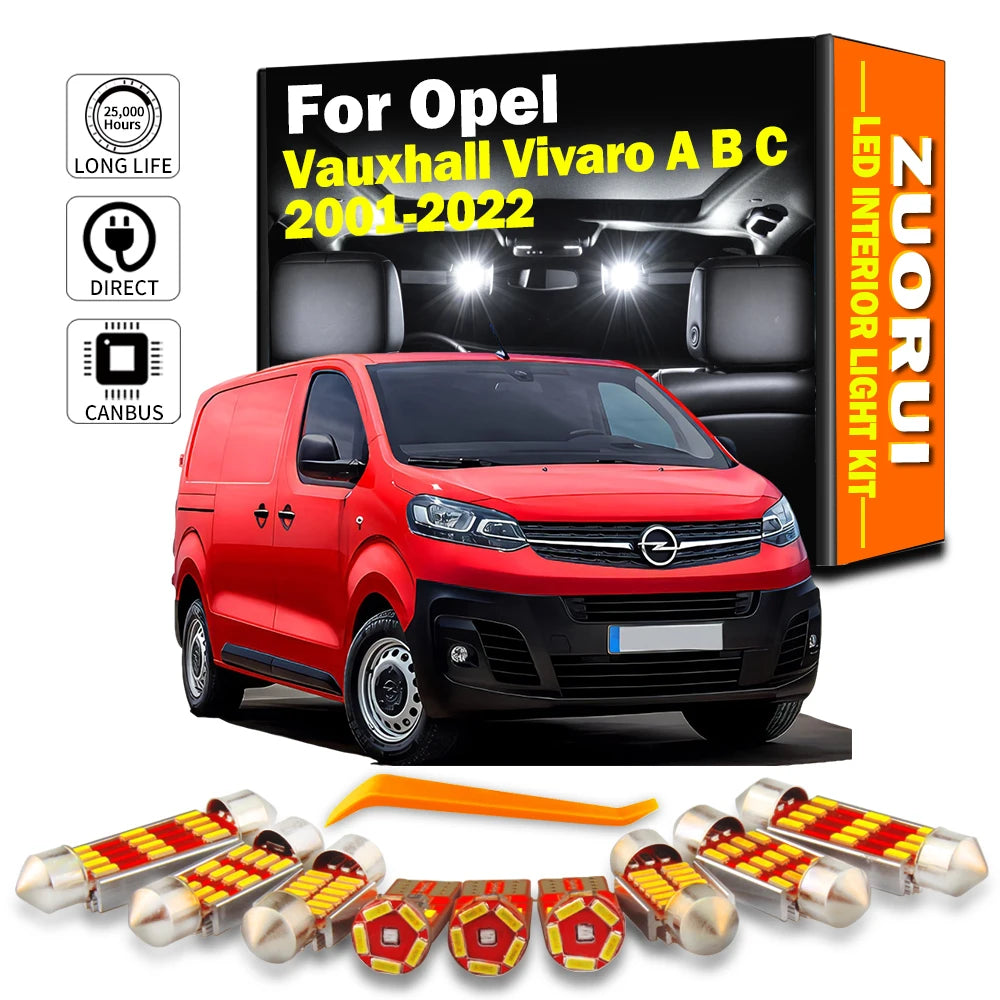 AutoGlowLED Interior LED Light Kit for Opel Vauxhall Vivaro A B C 2001-2022