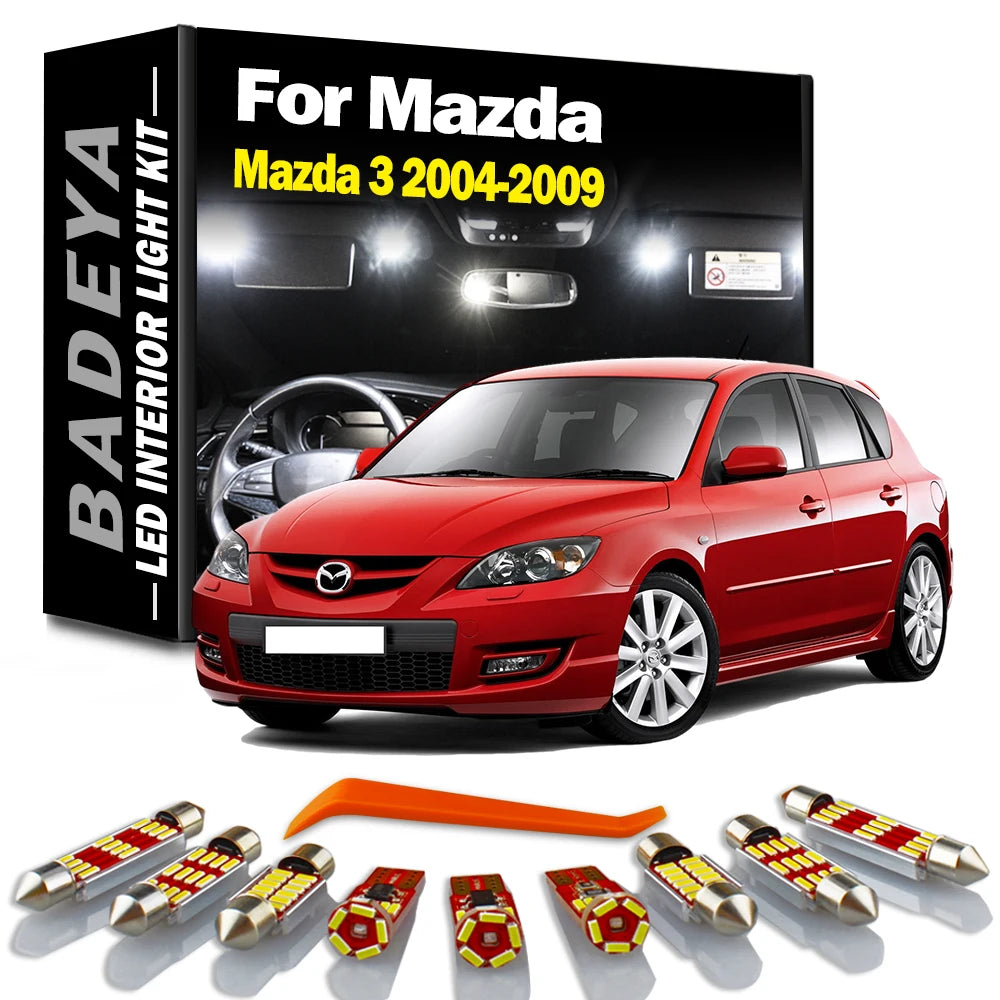 AutoGlowLED 8Pc LED Interior Light Kit for Mazda 3 BK 2004-2009