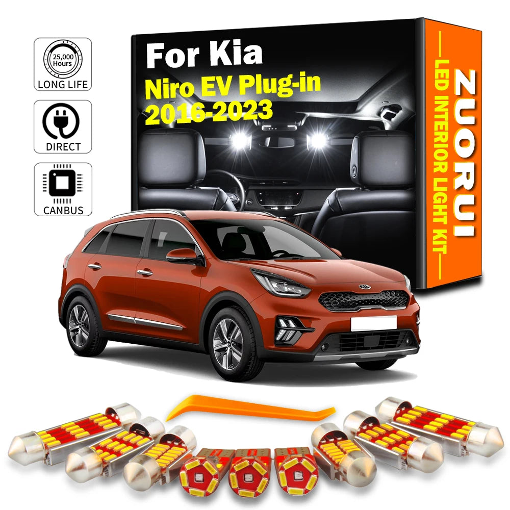 AutoGlowLED 13Pc Canbus LED Interior Light Kit for Kia Niro EV Plug-in 2016-2023