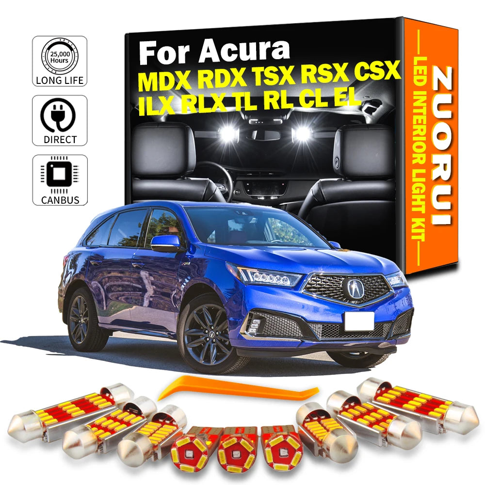 AutoGlowLED Canbus LED Interior Light Kit for Acura MDX RDX TSX RSX CSX ILX RLX TL RL CL EL - No Error