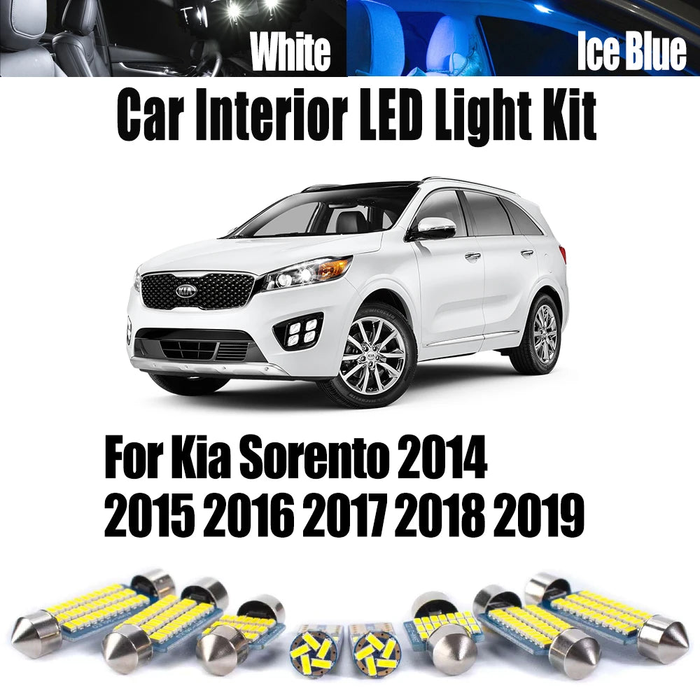 AutoGlowLED 9Pcs Canbus LED Interior Light Kit for Kia Sorento 2014-2019