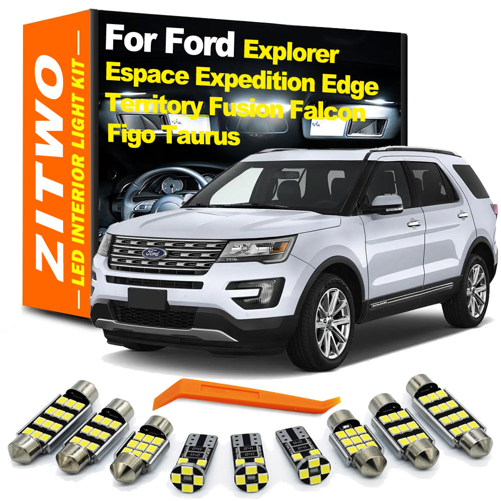 AutoGlowLED LED Interior Dome Map Reading Light Bulb Kit for Ford Explorer Escape Expedition Edge Taurus Fusion Territory Figo Falcon