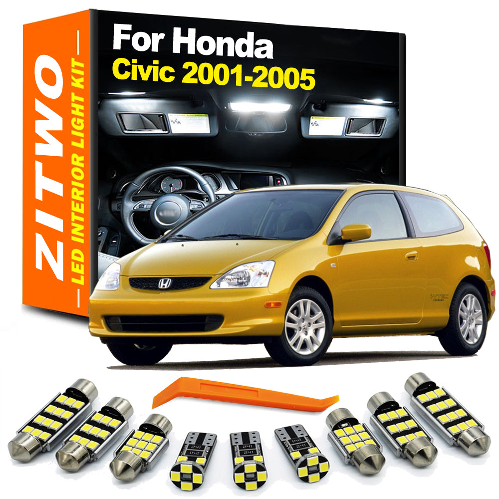 AutoGlowLED 11Pcs LED Interior Light Kit for Honda Civic 7 2001-2005 Hatchback Saloon Coupe