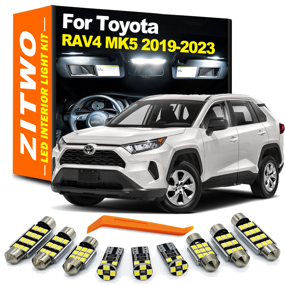 AutoGlowLED LED Interior Light Kit for Toyota RAV4 MK5 2019-2024 10Pcs Map Dome Trunk Bulbs