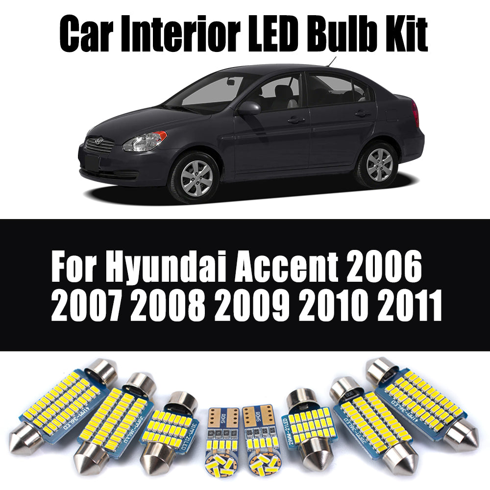 AutoGlowLED LED Interior Light Kit for Hyundai Accent 2006-2011, 10Pcs Canbus