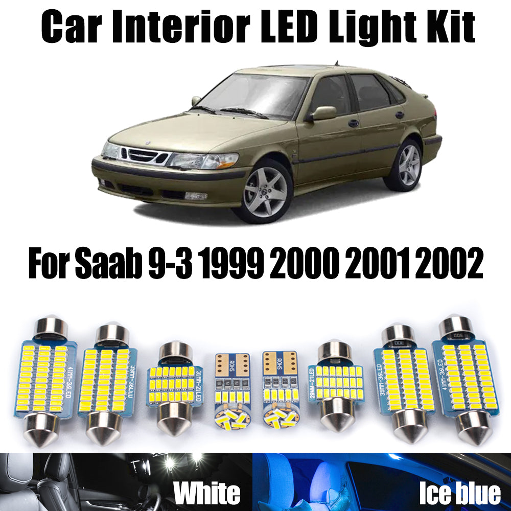 AutoGlowLED 12Pc Canbus LED Interior Light Kit for Saab 9-3 1999-2002