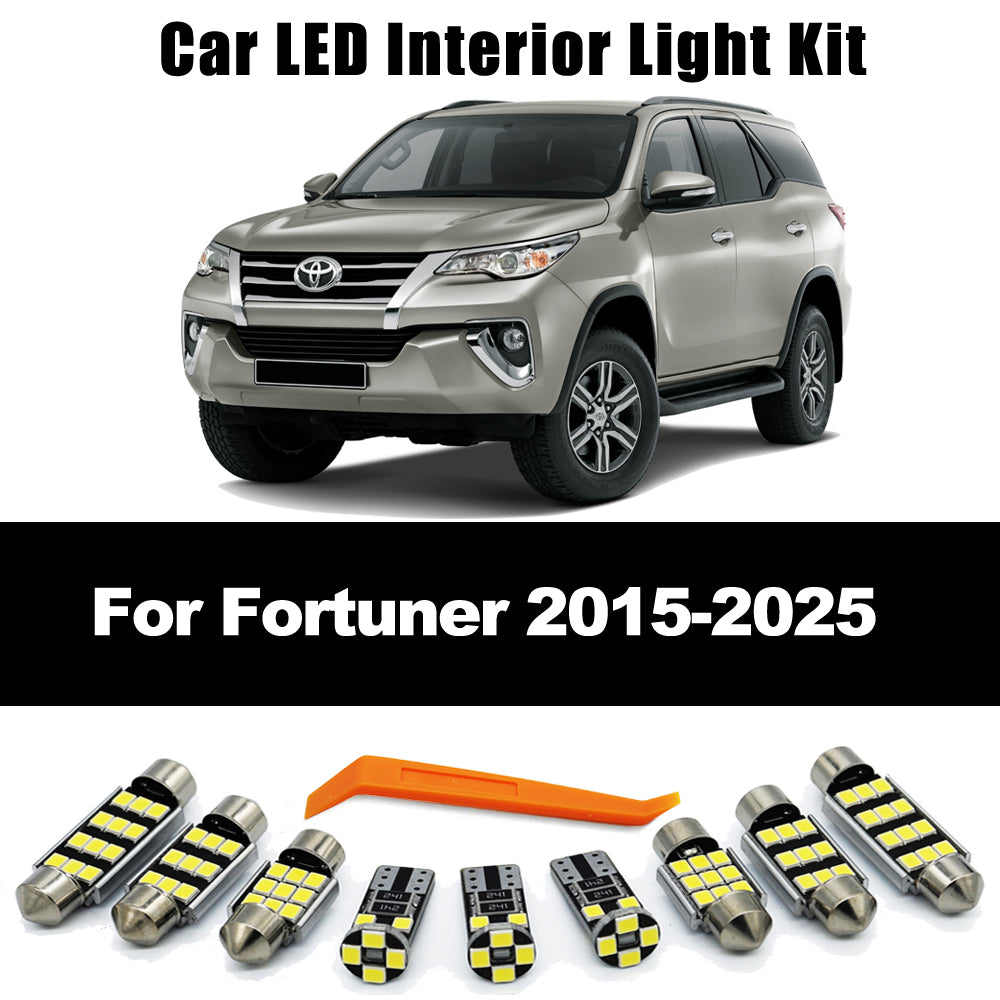 AutoGlowLED 8Pcs LED Interior Light Kit for Toyota Fortuner 2015-2025