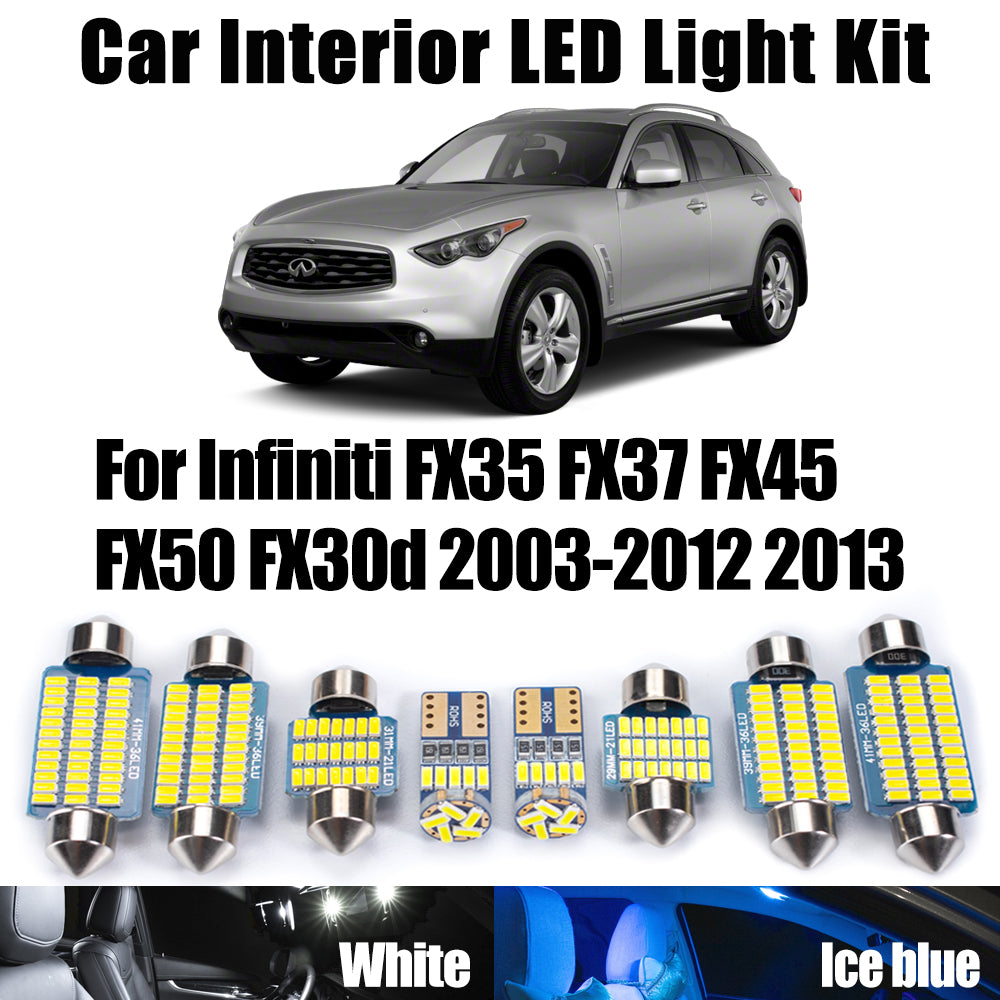 AutoGlowLED Canbus LED Interior Light Kit for Infiniti FX35 FX37 FX45 FX50 FX30d 2003-2013