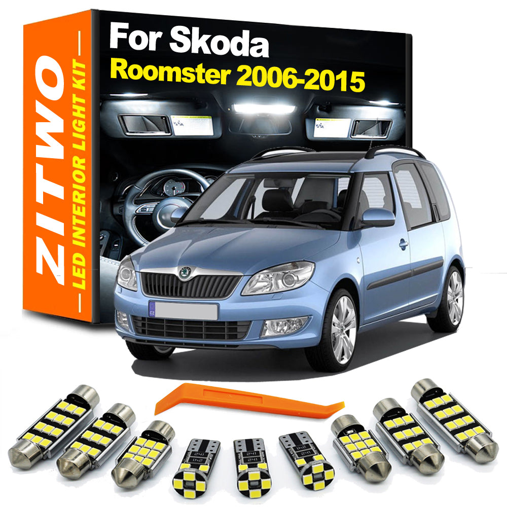 AutoGlowLED 11Pcs LED Interior Light Kit for Skoda Roomster 2006-2015 Canbus